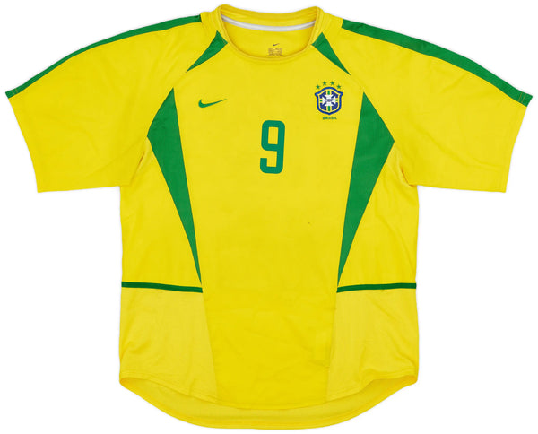 Camisa Retrô Seleção Brasileira I Home Nike 2002/03 Masculino Amarelo RONALDO #9
