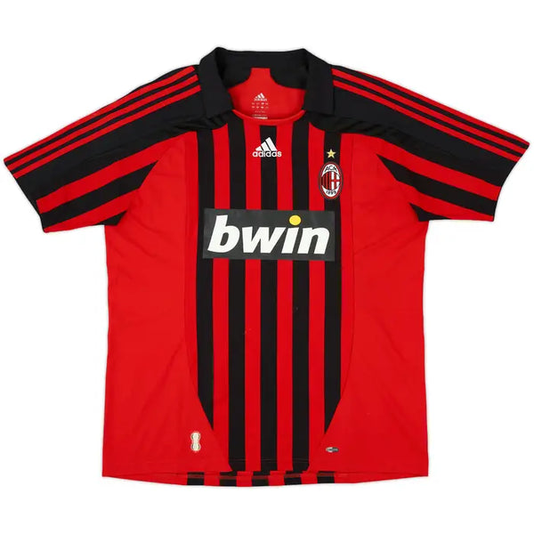 Camisa Retrô Milan I Home 2007/08 Masculino Vermelho e Preto RONALDO #99