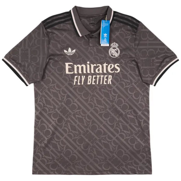 Camisa Real Madrid Third 24/25 Mbappé #9 Torcedor Adidas Branca Cinza