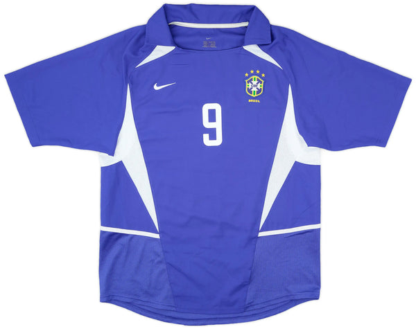 Camisa Retrô Seleção Brasileira II Away Nike 2002/03 Masculino Azul RONALDO #9